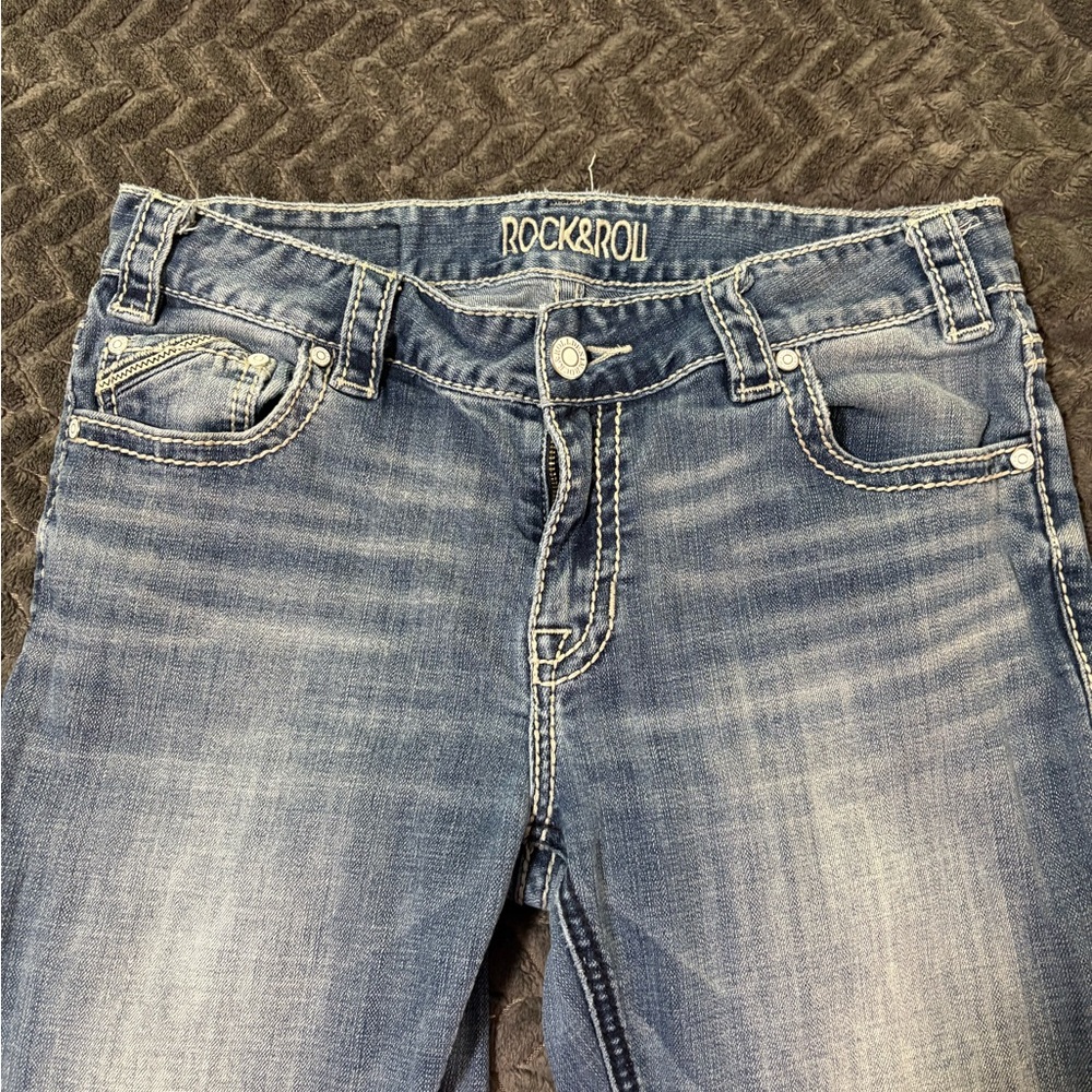 Rock & Roll Cowgirl Faded Blue Boot Cut Jeans